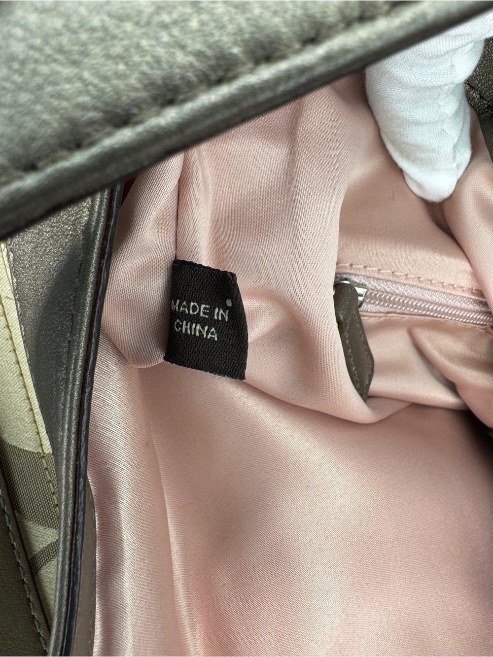 Coach F18828 Signature Satin Pleated Tote Shoulder Bag Pewter Bronze - Picture 9 of 16